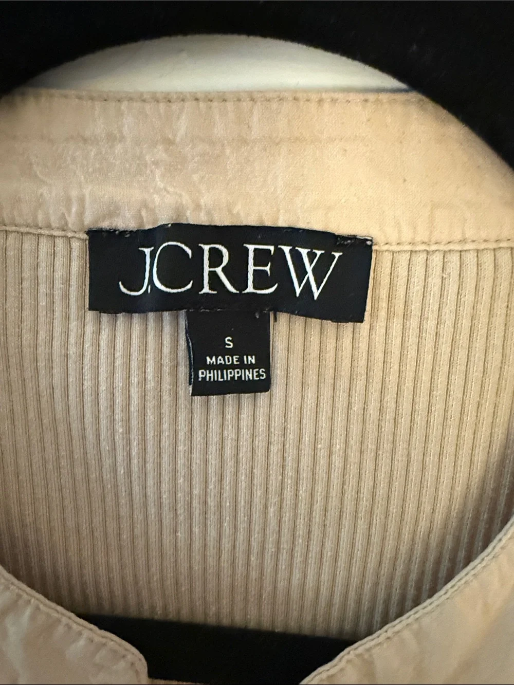 J. Crew Beige Puff-Sleeve Ribbed Henley Top